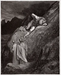 De Goddelijke Komedie, Inferno, Canto 12: De Minotaurus op de verbrijzelde klif - door Dante Alighieri (1265-1321) - Illustratie door Gustave Dore (1832-1883)