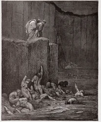 De goddelijke komedie, Inferno, Zang 18: Verleiders en vleiers in de achtste kring - van Dante Alighieri (1265-1321) - Illustratie van Gustave Doré (1832-1883)