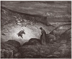 De Goddelijke Komedie (La Divina Commedia), Inferno, Canto 1: De panter aan het begin van de beklimming - door Dante Alighieri (1265-1321) - Illustratie door Gustave Doré (1832-1883)