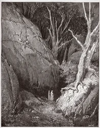 De Goddelijke Komedie (La Divina Commedia), Inferno, Canto 1: Virgil en Dante beginnen hun reis - door Dante Alighieri (1265-1321) - Illustratie door Gustave Doré (1832-1883)