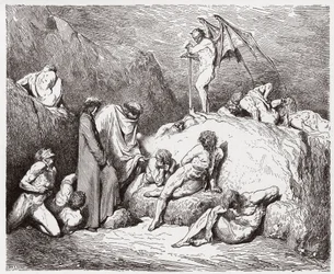 De Goddelijke Komedie (La Divina Commedia), Inferno, Canto 28: Verminkte zaaier van tweedracht in de negende bolgia - door Dante Alighieri (1265-1321) - Illustratie door Gustave Doré (1832-1883)