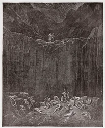 De Goddelijke Komedie, Inferno, Canto 29: De vervalsers gekweld in de vallei - door Dante Alighieri (1265-1321) - Illustratie door Gustave Doré (1832-1883)