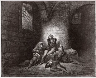 De Goddelijke Komedie, Inferno, Canto 33: Ugolino en zijn zonen opgesloten en verhongerd - door Dante Alighieri (1265-1321) - Illustratie door Gustave Doré (1832-1883)