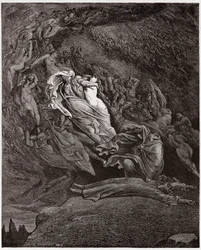 De Goddelijke Komedie, Inferno, Canto 5: Francesca beschrijft haar dood - door Dante Alighieri (1265-1321) - Illustratie door Gustave Doré (1832-1883)