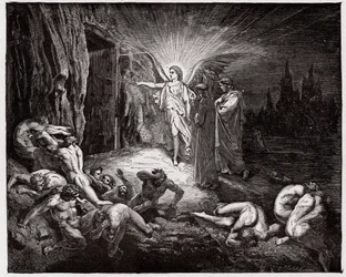 De goddelijke komedie, Inferno, Zang 9: De engel opent de poorten - van Dante Alighieri (1265-1321) - Illustratie door Gustave Doré (1832-1883)