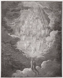 Paradiso, Canto 21: Beatrice en Dante in de sfeer van Saturnus (Illustratie door Gustave Doré)