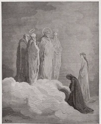 De Goddelijke Komedie, Paradiso, Canto 26: St. Johannes onderzoekt Dante over liefde - door Dante Alighieri (1265-1321) - Illustratie door Gustave Doré (1832-1883)