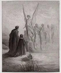 De Goddelijke Komedie, Purgatorio, Canto 2: De hemelse piloot landt de boot - door Dante Alighieri (1265-1321) - Illustratie door Gustave Doré (1832-1883)