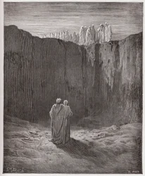 De Goddelijke Komedie (La Divina Commedia), Purgatorio, Canto 3: Het gezelschap van zielen op de klif - door Dante Alighieri (1265-1321) - Illustratie door Gustave Doré (1832-1883)