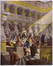 Het feest van Balthazar - Het feest van Belshazzar - gravure in 