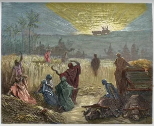 De terugkeer van de Ark van het Verbond naar Beth Shemesh - Oude Testament - gravure in 