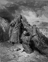 De laatste Moorse koning verlaat Granada - gravure van Gustave Doré