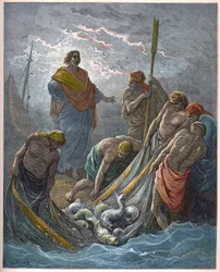 De wonderbaarlijke visvangst - gravure in 