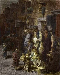 Wentworth Street, Whitechapel - uit ’Londen, een bedevaart’, geschreven door William Blanchard Jerrold (1826-94) - illustraties door Gustave Doré - 1872