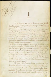 Eerste pagina van het manuscript van “L