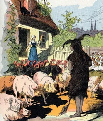 Dienstmaagd ezelhuid. Illustratie door Gustave Fraipont voor 