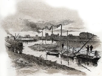 Ivry sur Seine, houtvlotten op de Seine