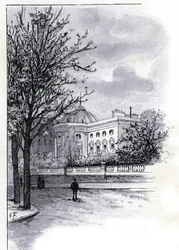 Uitzicht op het Paleis van het Legioen van Eer (Hotel de Salm) in Parijs Tekening door Gustave Fraipont (1849-1923) uit Saint-Juirs