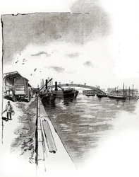 Voetgangersbrug van het Canal de la Villette, Parijs