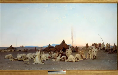 Avondgebed in de Sahara. Detail. Schilderij van Gustave Achille Guillaumet (1840-1887), 1863. 1,3 x 2,8 m. Parijs, Musée d