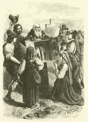 De tentoonsteller van relikwieën, Italië