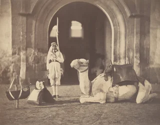 [Soldaat en militaire kameel], 1866