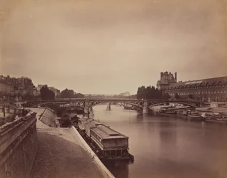 De Pont du Carrousel, Parijs: Uitzicht naar het westen vanaf de Pont des Arts,1856-1858 (foto)