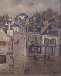 Straat in Pont Aven na de regen