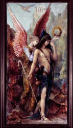 De stemmen Schilderij door Gustave Moreau