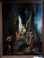 De reiziger of Oedipus de reiziger of Gelijkheid voor de dood: Oedipus voor de sfinx. Schilderij uit de 19e eeuw. 0,93 x 1,24 m. Metz, Musée des Beaux-Arts