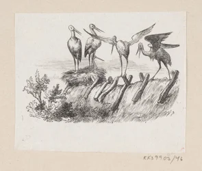 Illustratie voor "De Ooievaars" in H.C. Andersen, "Sprookjes en Verhalen", Deel 1