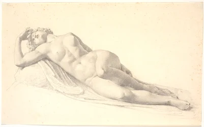 Slapende bacchante. Studie voor of tekening naar Bissens eerste levensgrote standbeeld