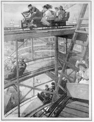 De spiraalspoorweg op de Frans-Britse tentoonstelling, 1908