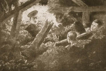Tweede luitenant C.F.H. Calvert graaft en redt twee mannen uit een ingestorte mijnschacht