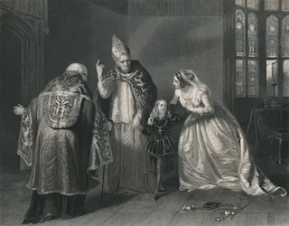 Koningin Elizabeth en de Hertog van York. Koning Richard III, ca. 1870