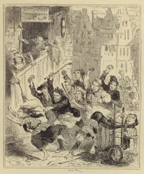 Menigte achtervolgt Mrs McDougal