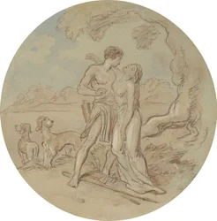 Een van achttien ontwerpen voor een serie platen die Venus en Adonis illustreren