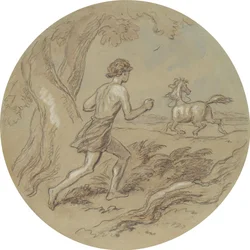Een van achttien ontwerpen voor een serie platen die Venus en Adonis illustreren
