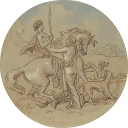 Een van achttien ontwerpen voor een serie platen die Venus en Adonis illustreren
