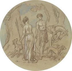 Een van achttien ontwerpen voor een serie platen die Venus en Adonis illustreren