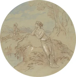 Een van achttien ontwerpen voor een serie platen die Venus en Adonis illustreren
