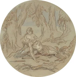 Een van achttien ontwerpen voor een serie platen die Venus en Adonis illustreren