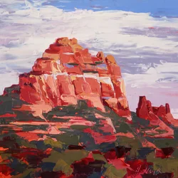 Camel Rock, late namiddag, Sedona, ca. 2022 (olieverf op paneel)