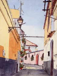 Zijstraat, Positano, Italië, ca. 2024