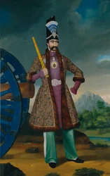 De sjah van Perzië Nāser ad-Dīn Shāh, ca. 1860-70 (olieverf op doek)