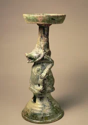 Vroege Chinese aardewerklamp, grafartefact, Han-dynastie, 25-220 AD (keramiek)