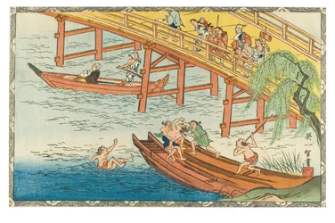 6e maanmaand (Rokugatsu) uit de serie De Twaalf Maanden, ca. 1830-1839 (houtsnede op papier)