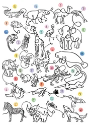 Dierenalfabet – lijntekeningen