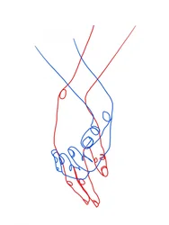 Hand-in-hand-lijntekening