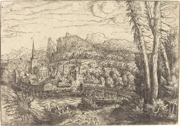 Uitzicht op een stad bij een rivier